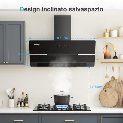 IsEasy Kopffrei-Dunstabzugshaube 90cm 524m³/h – Schwarz