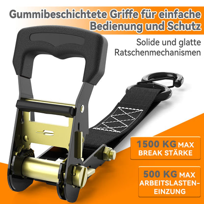 Ohuhu Spanngurte mit Ratsche, 4er-Set, 4,6 m, 1500 kg Bruchlast