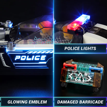 FUNWHOLE F9043 Polizeistreifenwagen Baustein-Set mit Licht, 372 Teile