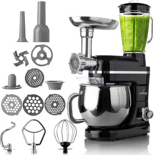 LEHMANN 3in1 Küchenmaschine 3000W - Mixer & Fleischwolf. Kompaktes, robustes Gerät zum Rühren, Pürieren und Mahlen von Lebensmitteln.