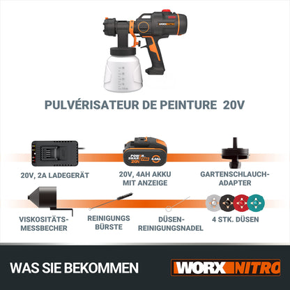 WORX WX020 Nitro Akku-Farbsprühsystem 20V mit Akku & Ladegerät