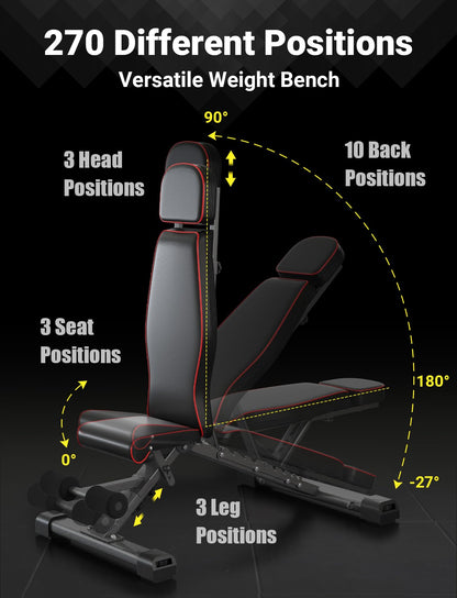 YOLEO Hantelbank klappbar – Profi verstellbar 400kg