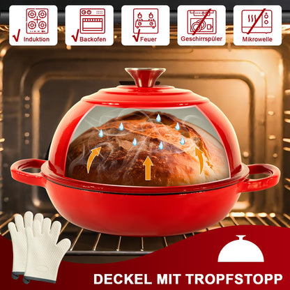 Gusseisen Brotbacktopf Emaille Dutch Oven – 5,7L Rot