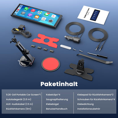 Krunia 9.26" Drahtloses Tragbares CarPlay Android Auto Display