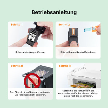 WISETA PG-560XL CL-561XL Tintenpatronen für Canon Pixma, 2er-Pack