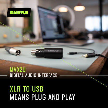 Shure MVX2U XLR-Mikrofon zu USB Digital-Interface mit Phantompower