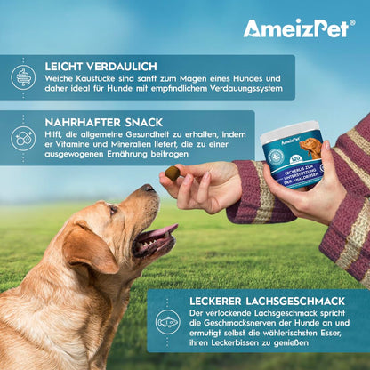 AmeizPet Analdrüsen Leckerlis für Hunde, Verdauungssnacks, 120 Stück
