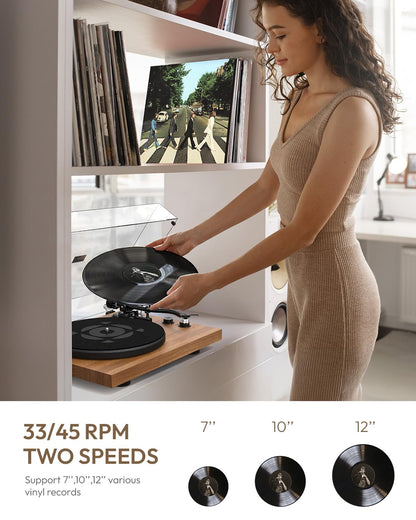 Qlearsoul SoulBox S1 Plattenspieler mit Stereo Lautsprechern