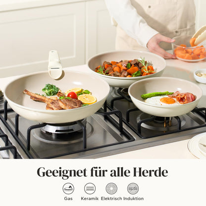 Redchef Pfannenset 6-teilig – keramik antihaft induktion beige