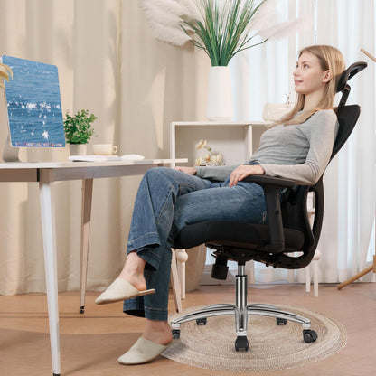 Durrafy Ergonomischer Bürostuhl Drehstuhl mit Kopfstütze - Schwarz