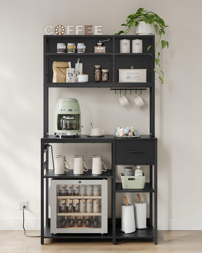 VASAGLE KKS027B02 Küchenregal mit Steckdosen – Anthrazit