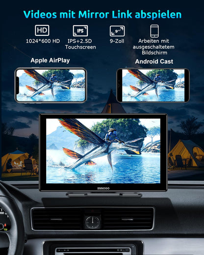 ESSGOO 9 Zoll IPS Carplay Display - Apple CarPlay & Android Auto