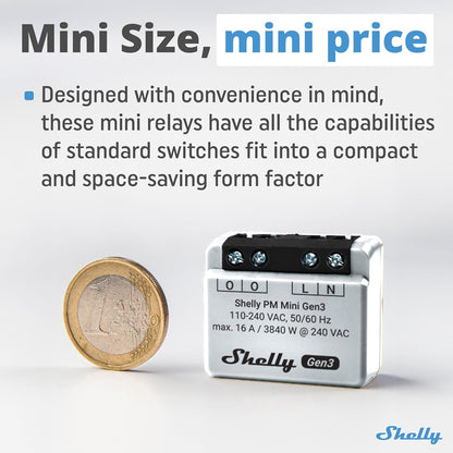 Shelly PM Mini Gen 3 WLAN Power Meter 1 Kanal 16 A 4er Pack