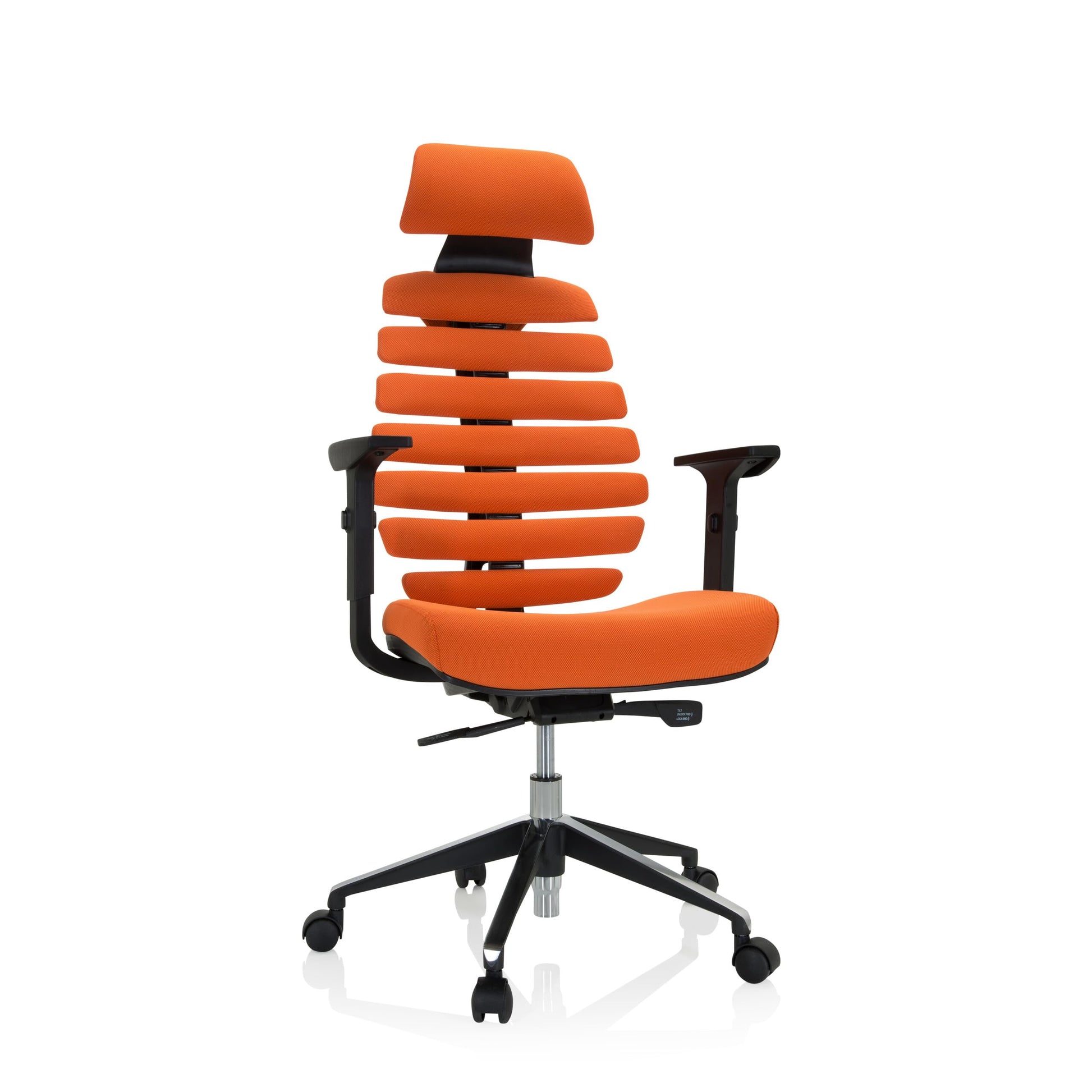 hjh OFFICE Ergo LINE II PRO Profi Bürostuhl Stoff Orange. Ergonomische Sitzfläche und Rückenlehne für langes Arbeiten am Schreibtisch.