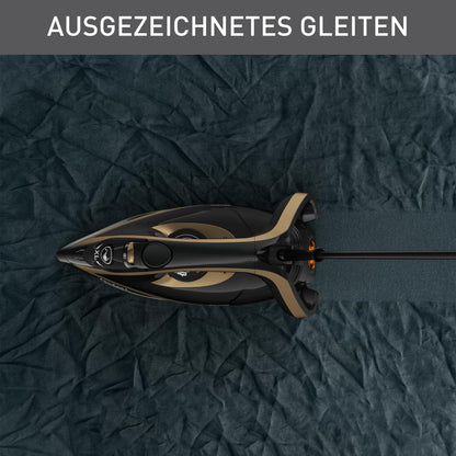Tefal Puregliss Dampfbügeleisen FV8064, 3000 Watt, schwarz/gold
