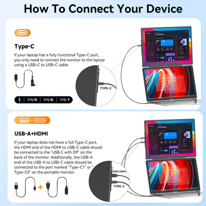 MobileView 16" FHD 1200P Portable Monitor mit drehbarem Ständer