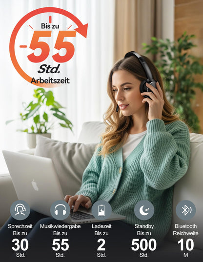 TECKNET Bluetooth Headset mit Mikrofon, AI Noise Cancelling, TK-HS016