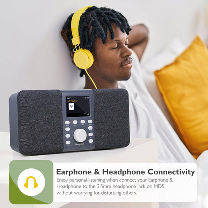 MangoKit MD5 Stereo DAB+ Radio mit Bluetooth und UKW, dunkelgrau
