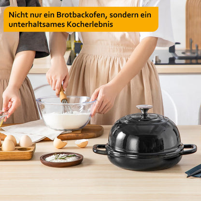 Velaze Dutch Oven Gusseisen Schmortopf emailliert 4,8 L schwarz