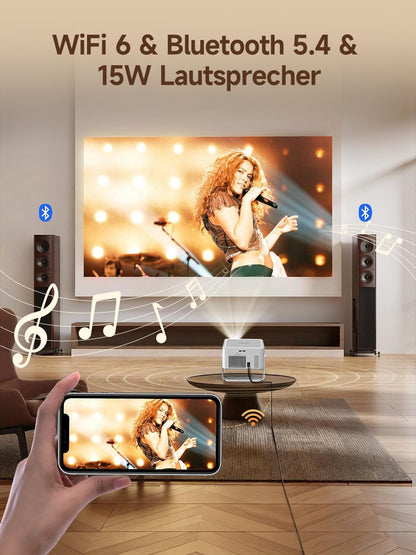 Magcubic Mini Beamer 4K 8K Unterstützt, [Android 14 & 800 ANSI] Smart Projektor Native 1080P mit WiFi 6, BT 5.4, Autofokus, Automatische Trapezkorrektur,180° Dreh,15W Lautsprecher, Projector HY450Max