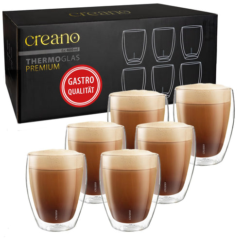 Creano Doppelwandige Trinkgläser 400 ml, 6er Set, spülmaschinenfest