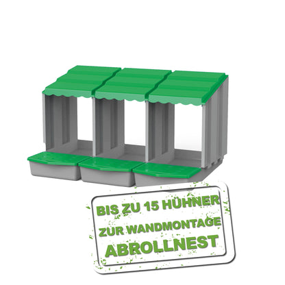 Meine Hennen Hühner-Legenest Abrollnest aus Kunststoff zur Wandmontage mit schrägem Dach und Klappe