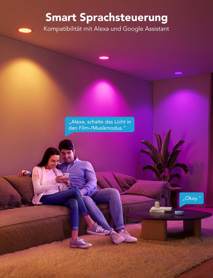 Govee Smart LED Einbaustrahler RGBWW 120mm - 4er Set