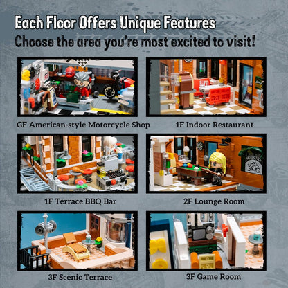 PANTASY Retro Motorrad-Diner & Bar Architektur Bauset