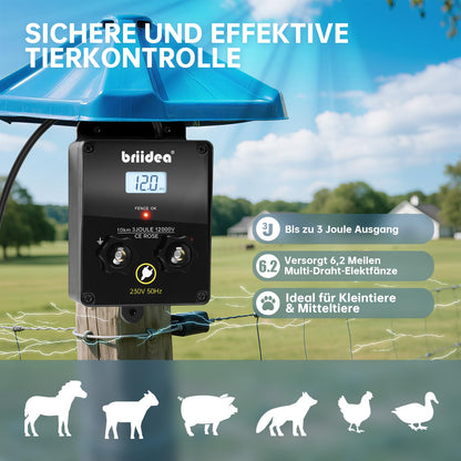 Briidea 12000V 3J Weidezaungerät – 230V LCD-Anzeige