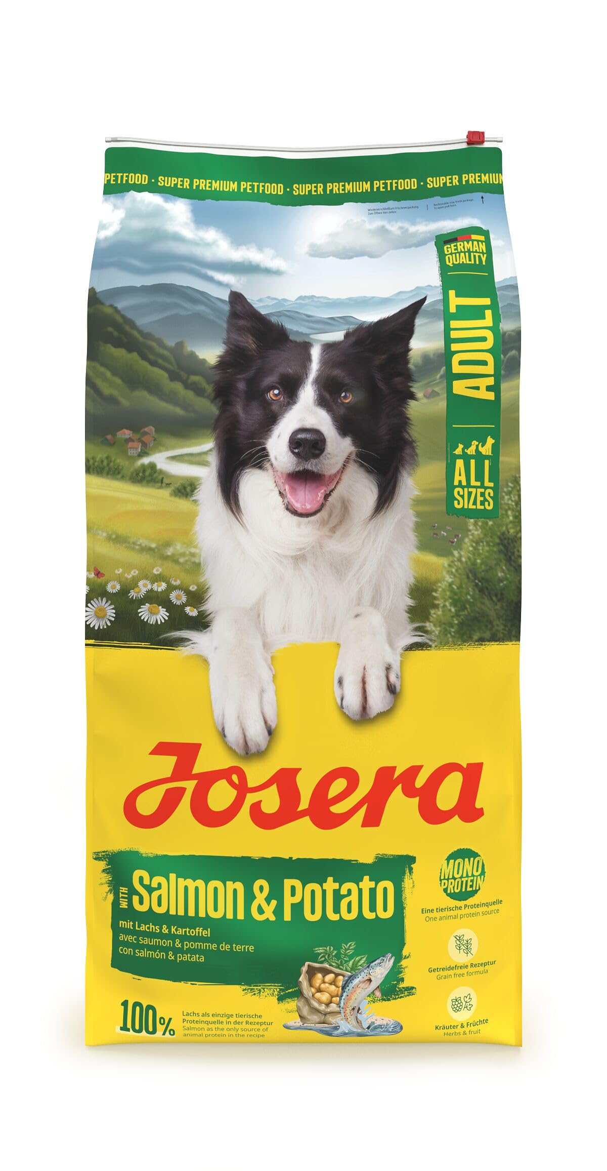 Josera Adult Lachs & Kartoffel Trockenfutter getreidefrei 12,5 kg, Alleinfuttermittel für ausgewachsene Hunde