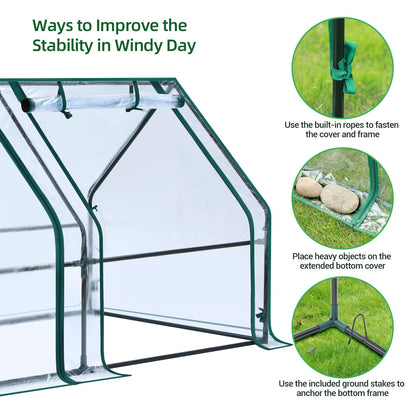 Ohuhu Foliengewächshaus GGH-11 mit PVC-Folie, 180x90x90 cm