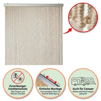 Kobolo Seilvorhang MARITIM beige, Fadenvorhang 90x185-195 cm