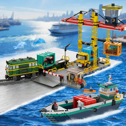HOGOKIDS City Hafen Containerkran Bauspielzeug - 1373 Teile
