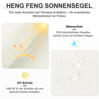 HENG FENG Sonnensegel 4x5 m rechteckig wasserdicht beige