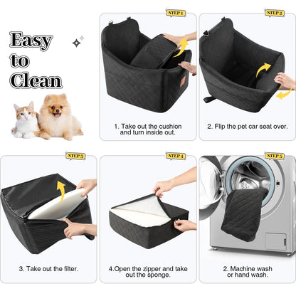 INDYBUD Memory Foam Hundeautositz erhöht – Schwarz, Mittel