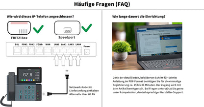 GEQUDIO GZ-8 IP Telefon – WLAN, Fritzbox, Telekom, Netzteil