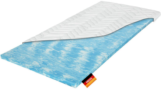 Meos® Gel-Schaum Topper Matratzenauflage 140x200cm. Weiße, rechteckige Auflage für verbesserte Liegequalität und Druckentlastung.