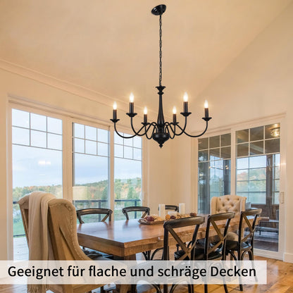 QAREHL Vintage Kronleuchter - Schwarz 6-flammig E14