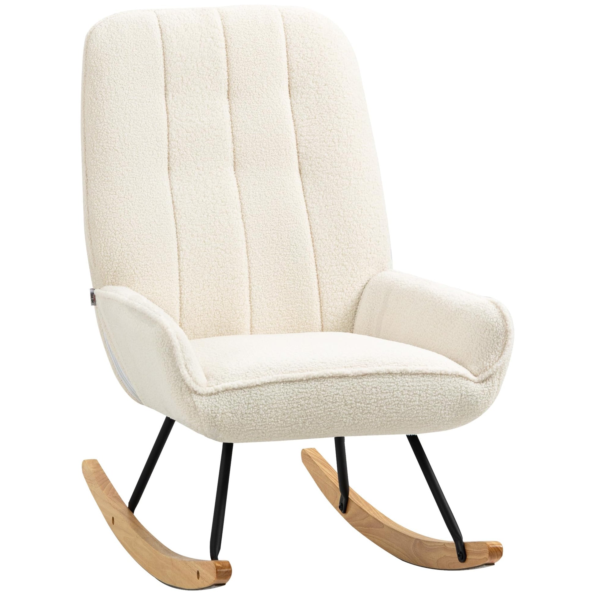 HOMCOM Schaukelstuhl Relaxsessel – Sherpa-Vlies Cremeweiss. Cremeweisser Schaukelstuhl aus Sherpa-Vlies zum Entspannen durch Schaukelbewegung.