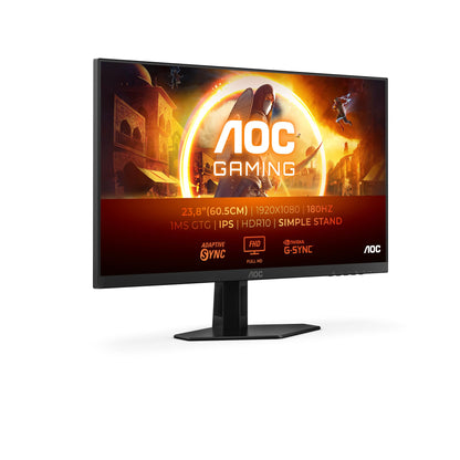 AOC 24G4XED Gaming Monitor, 23.8 Zoll FHD, 180 Hz, Fast IPS in Schwarz mit mattem Display