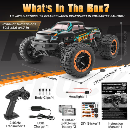 HAIBOXING RC Monster Truck 16889, 4WD, 1:16, 36 km/h, 2,4 GHz