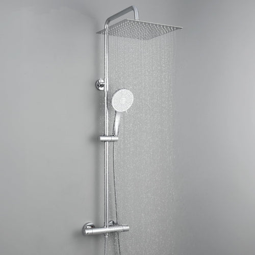 Auralum Duschsystem Thermostat Regendusche 30x30 cm - Chrom
