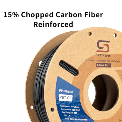 Siraya Tech Fibreheart PET-CF 3D Filament Carbon Schwarz 1 kg