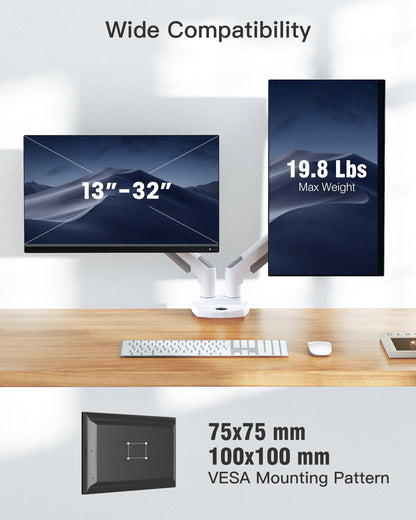 HUANUO Monitor Halterung 2 Monitore Bildschirmhalterung - Weiss