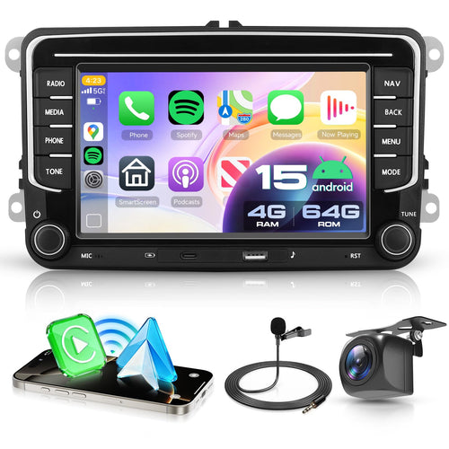 VECHTEL Autoradio Android 7" Touch für VW Golf 5 6 Carplay AA. Für VW Golf 5/6. Bietet Carplay/AA Integration.