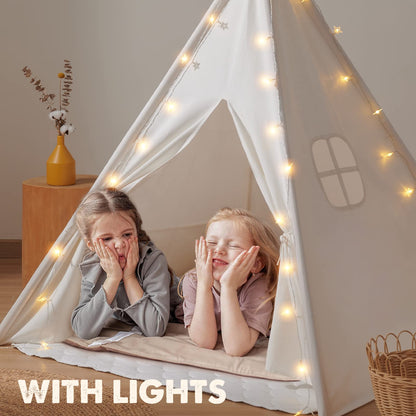 Tiny Land Tipi Zelt Kinderzelt - mit Decke & Lichterkette