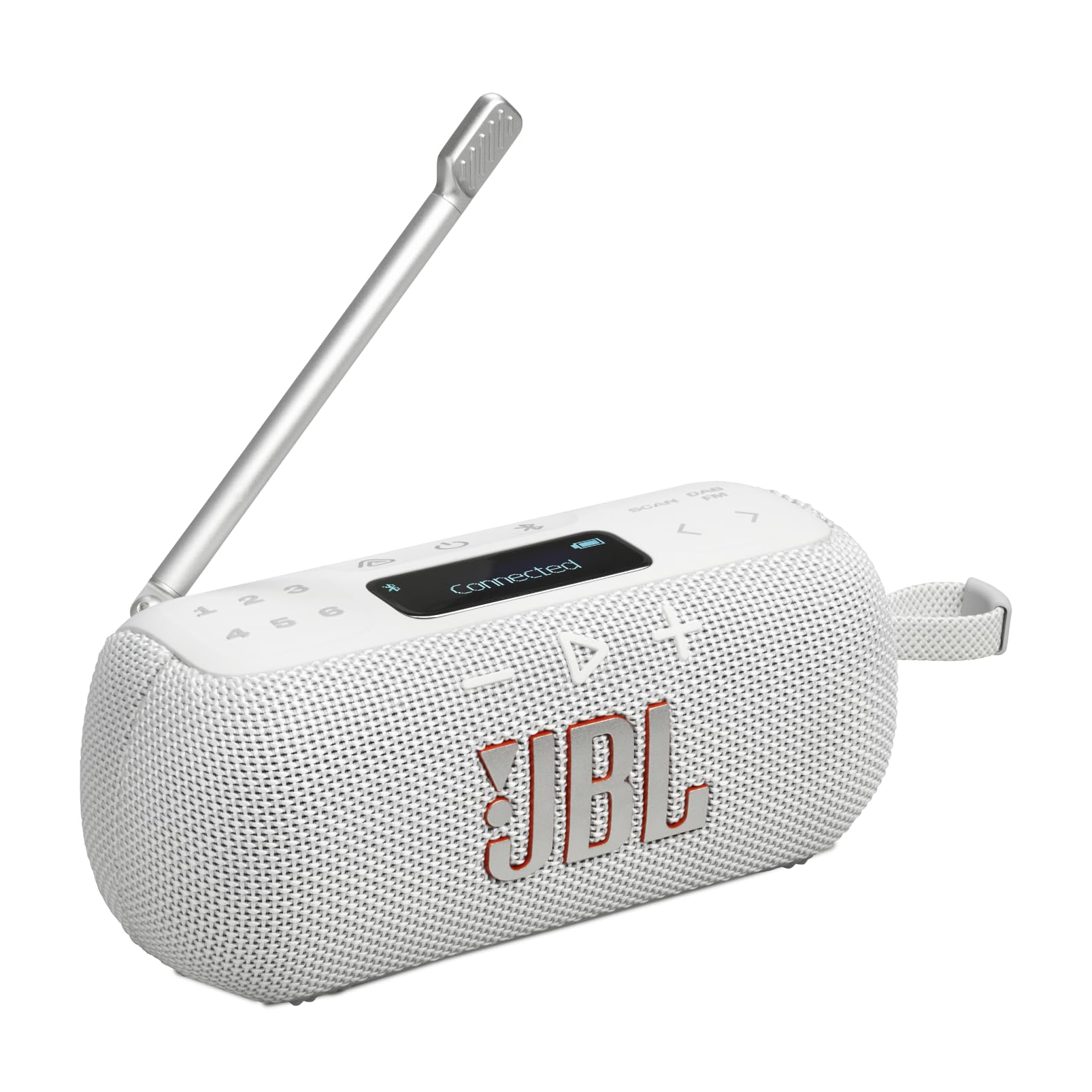 JBL Tuner 3 Tragbares DAB+/UKW-Radio mit Bluetooth, Weiss – tragbar mit stabiler Trageschlaufe