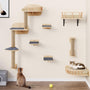 YITAHOME Katzen-Kletterwand aus Holz, 7-teiliges Kratzbaum-Set mit Sisalsäulen und gepolsterten Plattformen zur Wandmontage