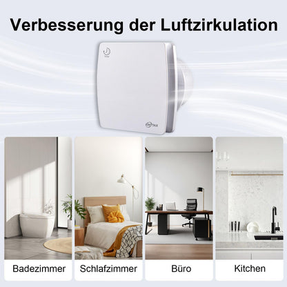 EINTTAX Badlüfter 100 mm Wandmontage, IPX4, leise 34 dB, weiss