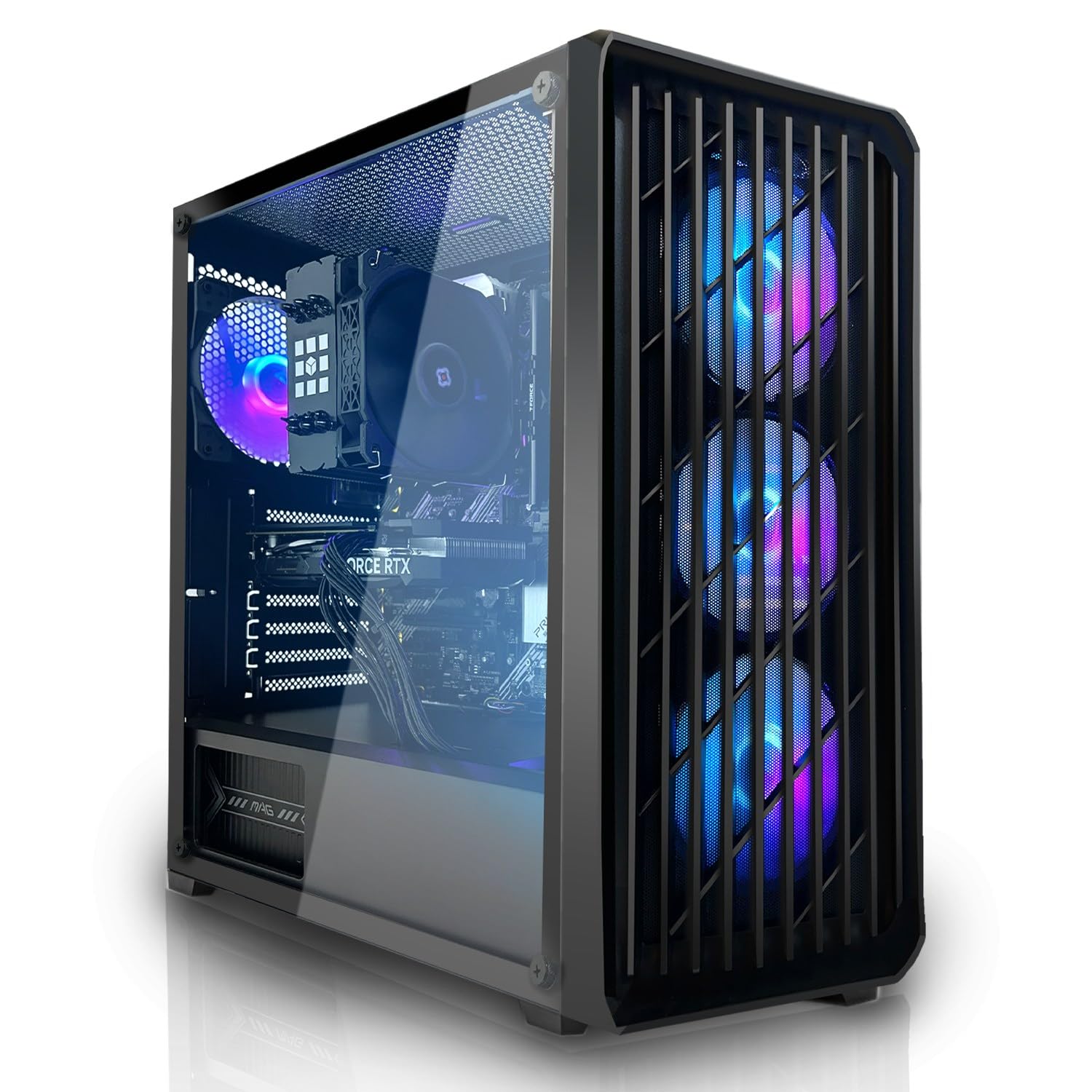SYSTEMTREFF Basic Gaming PC AMD Ryzen 7 5700G 32GB RAM 1TB NVMe. Schwarzer Tower, leistungsstark für Gaming.